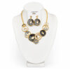 GOLD BLACK, SILVER & IVORY ENAMEL CIRCLE LINK NECKLACE SET
