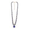 TWO LAYER GOLD & BLUE GLASS PENDANT NECKLACE