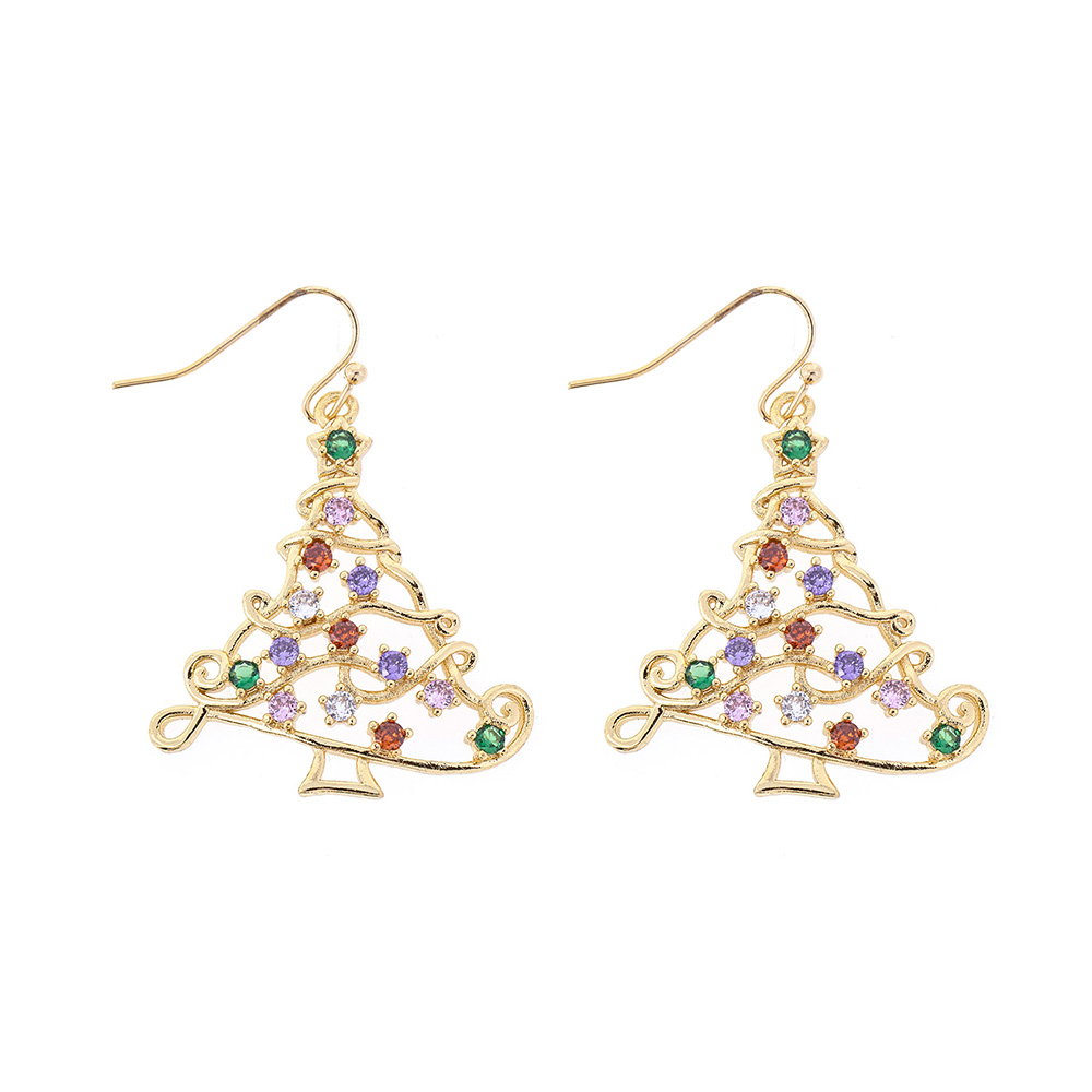 MULTI COLOR CZ CHRISTMAS TREE EARRINGS. SOLD IN SETS OF 2 ONLY. SEE 51488 FOR MATCHING NECKLACE