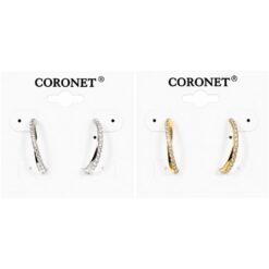 CROSSOVER CZ HOOP PIERCED EARRINGS. GOLD, SILVER. SOLD IN SETS OF 2 ONLY