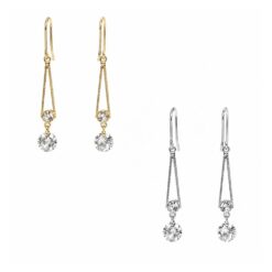 CUBIC ZIRCONIA LINEAR DANGLE EARRINGS. GOLD, SILVER. SOLD IN SETS OF 2 ONLY