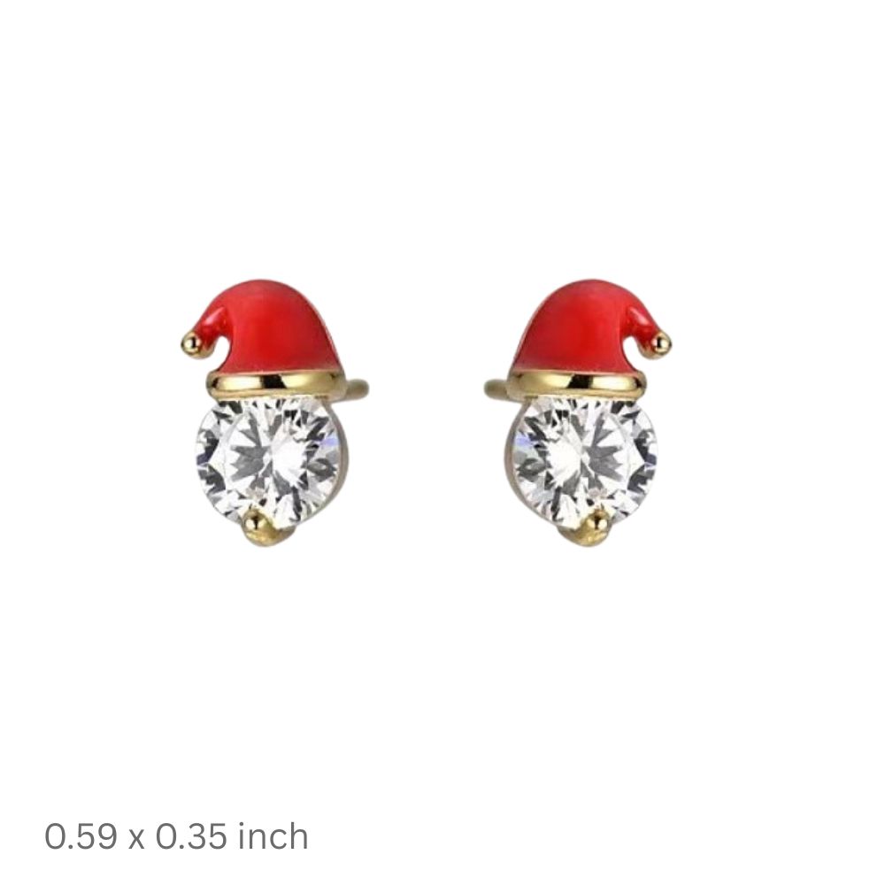 CHRISTMAS SANTA HAT CZ STUD EARRINGS. SOLD IN SETS OF 2 ONLY