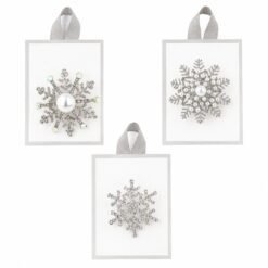 PEARL & CRYSTAL SNOWFLAKE BROOCH / PIN. SOLD IN SETS OF 3 ONLY