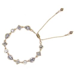 GOLD MULTI SHAPE CRYSTAL STATION SLIDER BRACELET