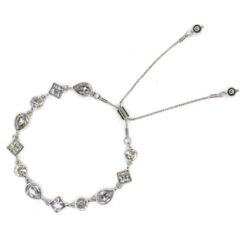 SILVER MULTI SHAPE CRYSTAL STATION SLIDER BRACELET