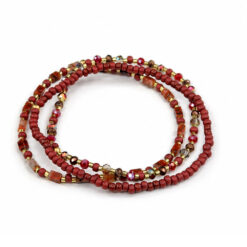 LAYERED RED & GOLD BEAD STRETCH BRACELET. SEE 50451 FOR MATHCING NECKLACE SET