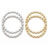 DOUBLE HAMMERED OVAL BEAD STRETCH BRACELETS. SILVER, GOLD. SOLD IN SETS OF 2 ONLY