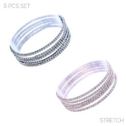 5 STRAND RHINESTONE STRETCH BRACELETS. HEMI, ROSE GOLD. SOLD IN SETS OF 2 ONLY.