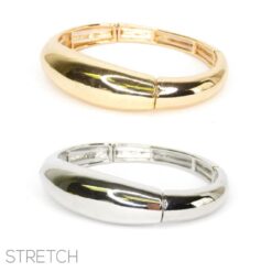 POLISHED DOME STRETCH BANGLE BRACELET. GOLD, SILVER. SOLD IN SETS OF 2 ONLY