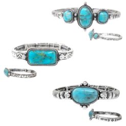 SOUTHWEST TURQUOISE STRETCH BRACELET. SOLD IN SETS OF 3 ONLY