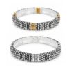 MEDIUM CAVIAR METAL STRETCH BRACELET. SILVER, TWO TONE. SOLD IN SETS OF 2 ONLY