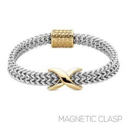 TWO TONE X CENTER MAGNETIC CLASP BRACELET