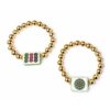 GOLD BEADED MAHJONG TILE STRETCH BRACELETS. SOLD IN SETS OF 2 ONLY