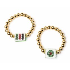 GOLD BEADED MAHJONG TILE STRETCH BRACELETS. SOLD IN SETS OF 2 ONLY