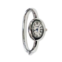 POLISHED SILVER OVAL CUFF WATCH