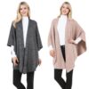 SOFT LUREX KNIT RUANA. BLACK, PINK. SOLD IN SETS OF 2 ONLY