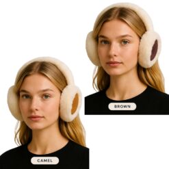 FAUX FUR FOLDABLE EAR MUFFS. CAMEL, BROWN. SOLD IN SETS OF 2 ONLY
