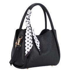 BLACK SCARF ACCENT CROSSBODY/SHOULDER BAG. 9.6x5.6x6.4