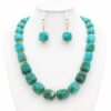 TURQUOISE MARBLED BEAD STATELEMT NECKLACE SET