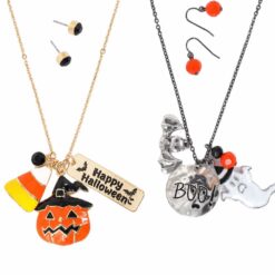 HALLAWEEN CHARM NECKLACE SET. JACK-O-LANTERN, GHOST. SOLD IN SETS OF 2 ONLY. LATE AUGUST ETA