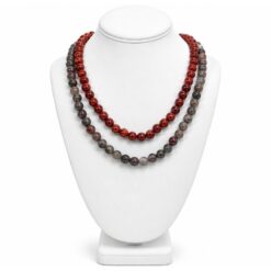RED & MARBLED BEAD DOUBLE STRAND NECKLACE