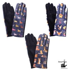 ADORABLE DOG PRINT TOUCHSCREEN GLOVES. SWEATER DOGS, DOG BREEDS, PLAYFUL PUPS. SOLD IN SETS OF 3 ONLY