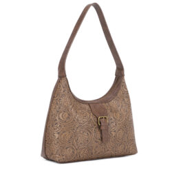 STONE TOOLED FLORAL HOBO BAG. 12X10X4.5. ARRIVING MID-JULY