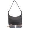 CHARCOAL PEBBLED SMALL HOBO W/ REMOVABLE GUITAR STRAP. 9.5X6.35X3.25