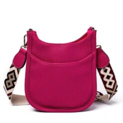 DARK FUCHSIA PEBBLED SMALL CROSSBODY WITH GUITAR STRAP
