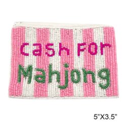 CASH FOR MAHJONG BEADED COIN PURSE. 5x3.5