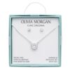 SILVER BEZEL SET CZ NECKLACE & EARRING SET IN AQUA GIFT BOX