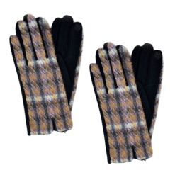 PURPLE BRUSHED PLAID TOUCHSCREEN GLOVES. SOLD IN SETS OF 2 ONLY
