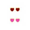 GOLD MINI ENAMEL HEART PIERCED EARRINGS. RED, PINK. SOLD IN SETS OF 2 ONLY. PERFECT FOR VALENTINE'S DAY!