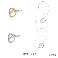 OPEN CIRCLE PEARL CLIP-ON EARRINGS. SILVER, GOLD. SOLD IN SETS OF 2 ONLY