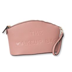 PINK EMBOSSED FAUX LEATHER MAKEUP BAG. 10X6X3