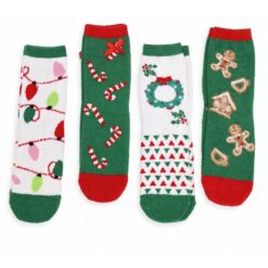 SOFT FUZZY CHRISTMAS SOCKS. 4 PC PACK