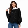 BLACK OPEN KNIT PONCHO SWEATER. AVAILABLE MID-SEPTEMBER