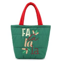 FA LA LA CHRISTMAS QUILTED TOTE BAG. 13X10X5