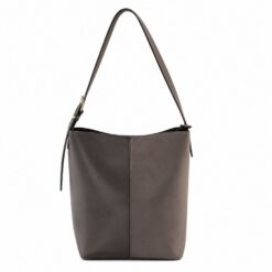 CHOCOLATE BROWN MIXED TEXTURE BUCKET SHOULDER BAG